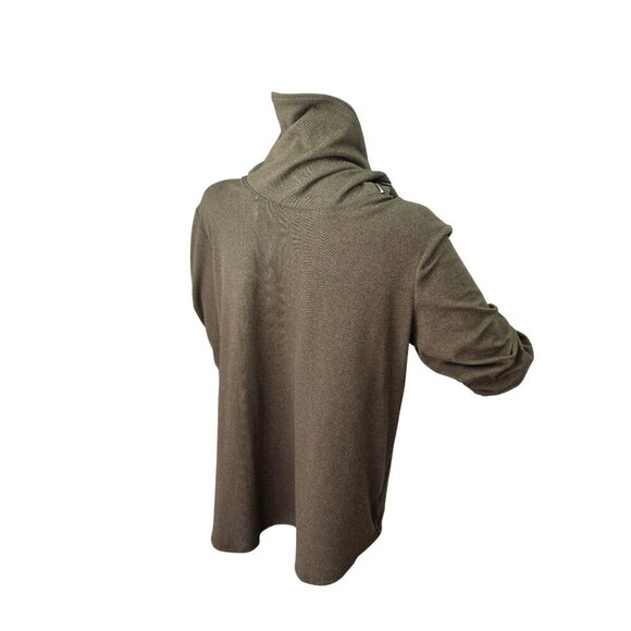 Fortune+Ivy Long Sleeve Zip Neck Tunic Top Womens XL Warm Brown Poly Blend Knit - Picture 5 of 11